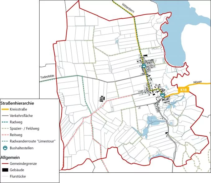 Verkehrsstruktur Gemeinde Kükels, Stand: 2023